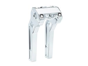 Polished chrome motorcycle suspension fork component - Revelry Motorcycles.