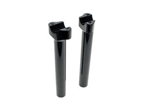 Black motorcycle fork tubes for Revelry motorcycles, crafted for durability and style.