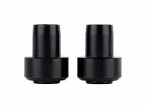 Black motorcycle bar end weights for Revelry Motorcycles.