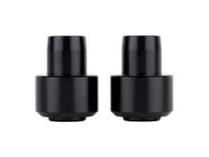 Black motorcycle bar end weights for Revelry Motorcycles bikes.