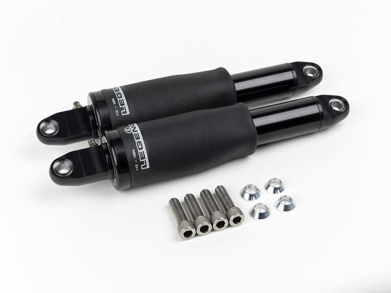 High-performance motorcycle shocks for Revelry Motorcycles custom builds.