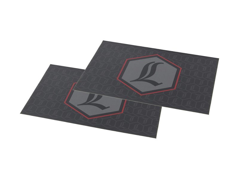 Black motorcycle fuel tank pad with Revelry logo, Australian motorcycle accessories.