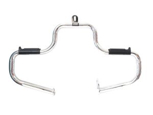 Chrome motorcycle handlebar for Revelry Motorcycles, durable and ergonomic design.