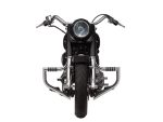 Vibrant black cruiser motorcycle with chrome accents, ideal for street riding and Harley-Davidson enthusiasts.
