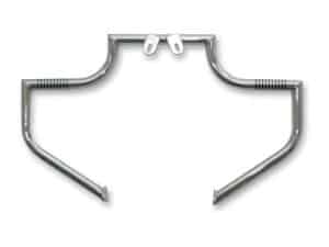 Chrome motorcycle handlebar with custom bends for Harley Davidson bikes.