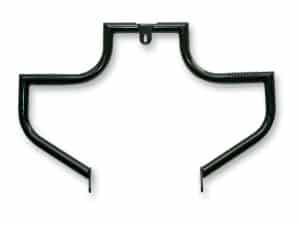 Black motorcycle crash bar for Revelry Motorcycles, designed for enhanced safety and style.