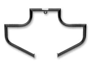 Heavy-duty black motorcycle crash bars for Revelry Motorcycles, durable safety protection, and stylish design.