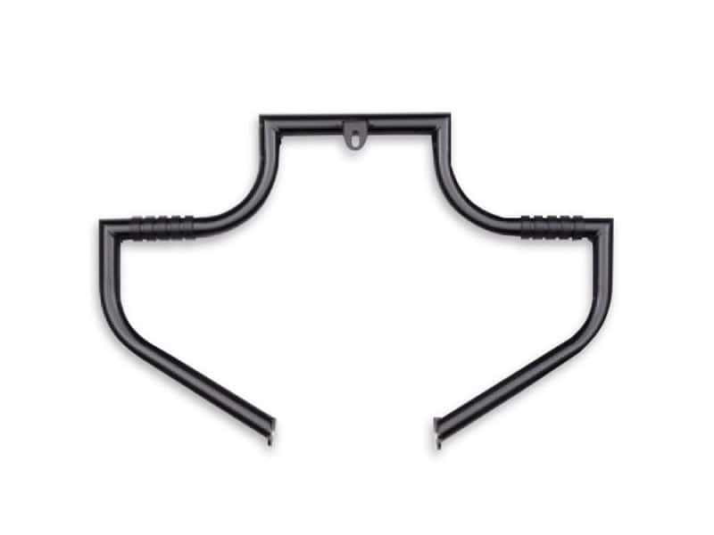 Magnumbar Engine Guard Freeway Bar - Black. Fits FL Softail 2000-2017. Heavy-duty motorcycle rear rack for Harley Davidson, black powder-coated finish, rugged and reliable.