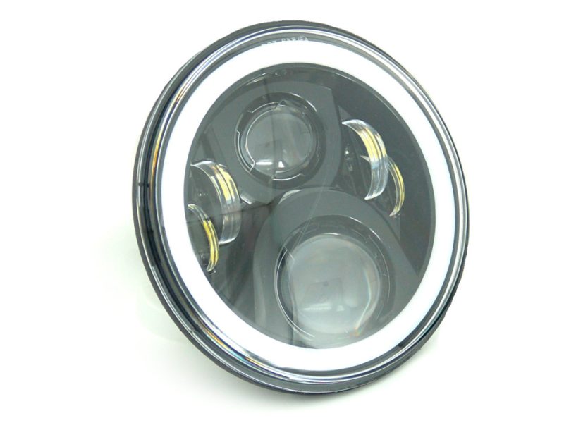 7in. LED HeadLight Insert with Halo - Black. Fts H-D