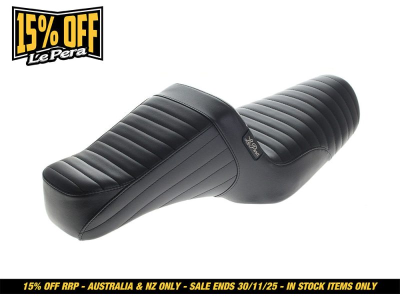 High-quality black motorcycle seat for Revelry Motorcycles, durable and comfortable.