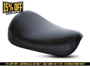 Leather motorcycle seat, comfortable and durable for Revelry Motorcycles.