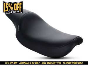 Comfortable black motorcycle seat for Revelry Motorcycles, ideal for Aussie riding experiences.