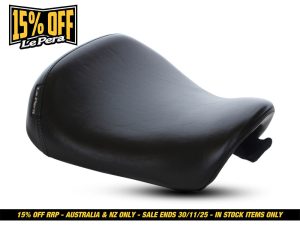 Black motorcycle, scooter or bike seat cushion from Revelry Motorcycles for comfort and style.