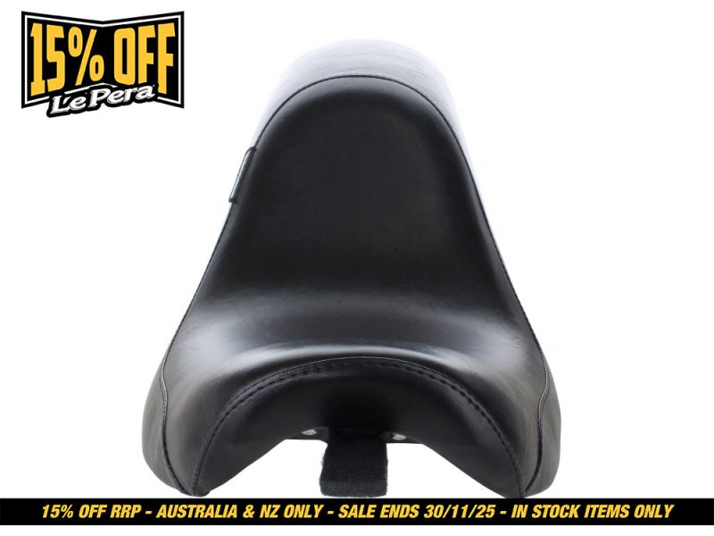 Black motorcycle seat for Revelry Motorcycles, premium quality, comfortable, stylish.
