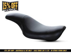 Comfortable black motorcycle seat for custom Revelry Motorcycles bikes – high-quality Aussie-made accessories.