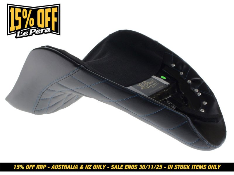 Wireless motorcycle seat pad with built-in controller for Revelry Motorcycles Australia.