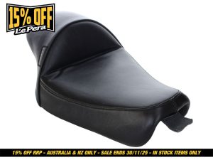 Leather motorcycle seat for Revelry Motorcycles, Australian made, premium comfort and style.