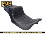 High-quality motorcycle seat with custom quilting for Revelry Motorcycles enthusiasts.