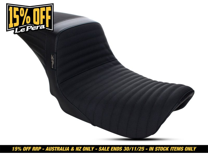 Black motorcycle seat for Revelry Motorcycles, premium comfort, durable design, perfect for cruiser bikes.
