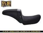 High-quality black motorcycle seat with cushioned comfort for Revelry Motorcycles enthusiasts.