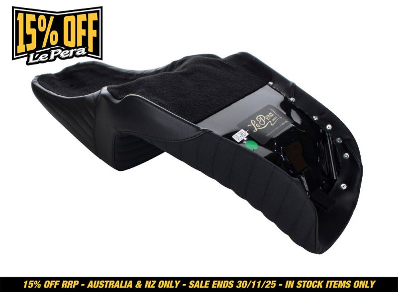 High-quality motorcycle seat with leather and foam for Revelry Motorcycles enthusiasts.