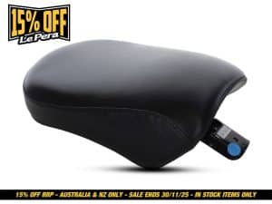 Comfortable motorcycle seat with ergonomic design for Revelry Motorcycles riders.