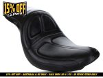 Leather motorcycle seat for comfort and style, perfect for custom bike builds and touring.