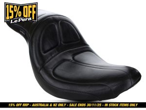 Leather motorcycle seat for comfort and style, perfect for custom bike builds and touring.