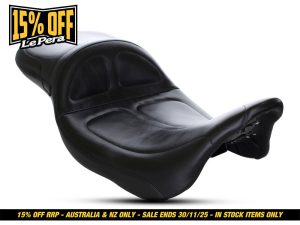 Leather motorcycle seat for comfort and style at Revelry Motorcycles Australia.