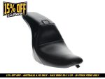 Black motorcycle seat for Revelry Motorcycles, high-quality leather, custom fit, comfortable ride, Australian bike accessories.