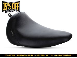 Comfortable black motorcycle seat for Revelry Motorcycles, perfect for rider comfort and style.