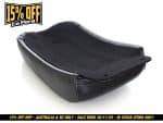 Leather motorcycle passenger seat with cushioned comfort for Revelry Motorcycles.