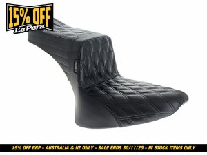 Premium black quilted motorcycle seat for Revelry Motorcycles enthusiasts.