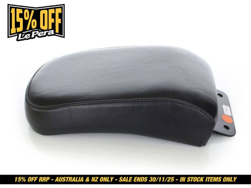 Black motorcycle seat for Revelry Motorcycles, high-quality Australian-made bike accessories.