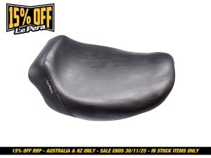 Comfortable black motorcycle seat for Revelry motorcycles in Australia.