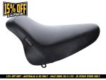 Black motorcycle seat for Revelry Motorcycles, premium leather, comfortable ride, custom bike accessories.