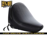 Lepera motorcycle seat for Revelry Motorcycles, black leather, sleek, comfortable riding accessory.