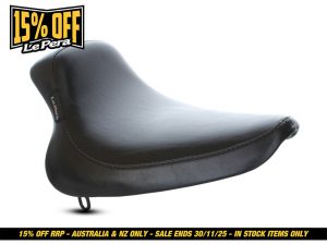 Leather motorcycle seat for Harley Davidson and custom bikes.