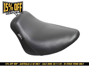 Comfortable black motorcycle seat for Revelry Motorcycles, ideal for rider comfort and style.