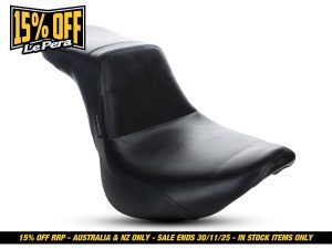 Black motorcycle saddle seat for Revelry Motorcycles, premium leather design, comfortable and durable.