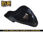 Clutch seat pad for motorcycles with black leather and comfortable cushioning.