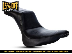 Leather motorcycle seat for classic and cruiser bikes, premium comfort and stylish design.