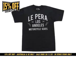 Le Pera motorcycle T-shirt, Los Angeles, vintage style, casual graphic tee for bikers.