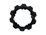 Black steel sprocket for motorcycle gear.