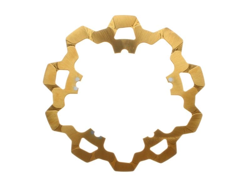 11.8in. Front Disc Rotor - Gold. Fits V-Rod & Dyna 2006-2017 Models with OEM Cast Wheel. Gold Motorcycle Chain Ring - Revelry Motorcycles.