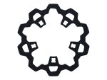 Black motorcycle chainring with six cutouts, designed for riding performance.