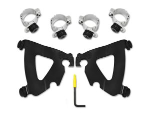 Heavy-duty motorcycle handlebar risers with mounting hardware, ideal for custom bikes and enhancing riding comfort.