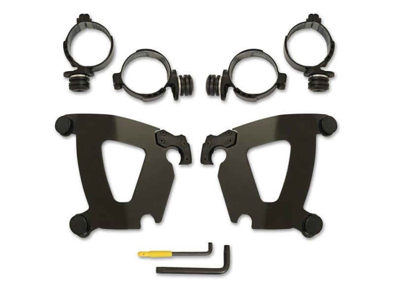 Black Road Warrior Trigger-Lock Mounting Hardware. Fits Fat Bob 2018-2024 High-quality motorcycle auxiliary support brackets and mounts for Revelry Motorcycles in Australia.