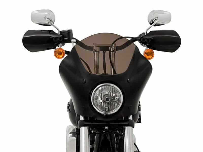 Sportster 1996-2003 & Touring 1996-2007 with Cable Clutch. High-performance black motorcycle with tinted windscreen and chrome accents.