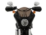 Motorcycle front view with high handlebars and tinted windshield, perfect for Revelry Motorcycles in Australia.